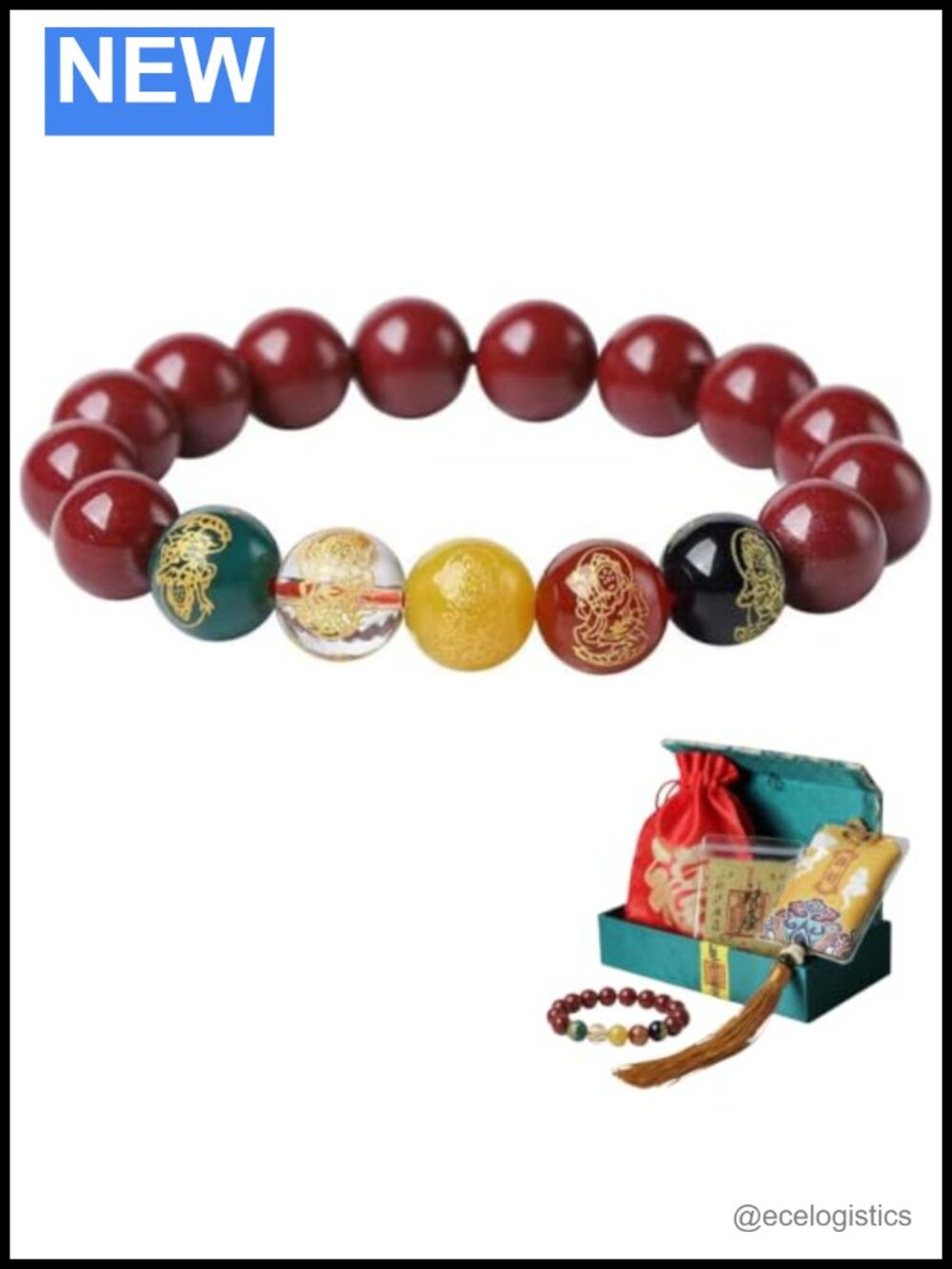 Feng Shui Wealth Bracelet Set Crystal Cinnabar Good Luck Amulet Gift